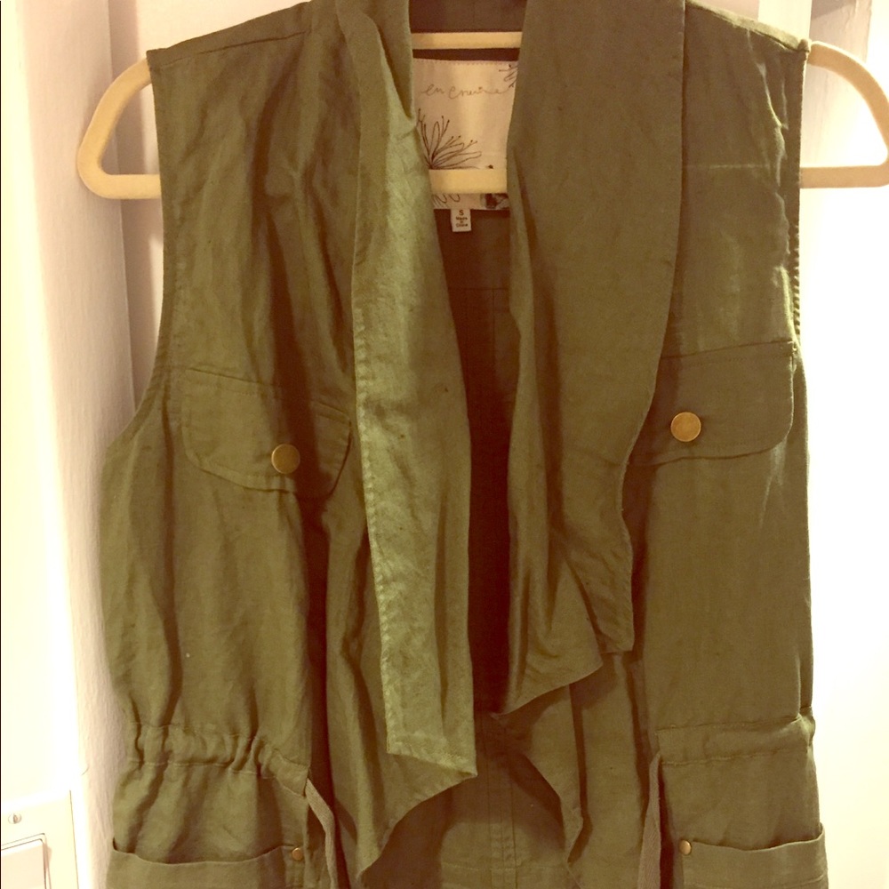 Women's Army Green Tie Vest